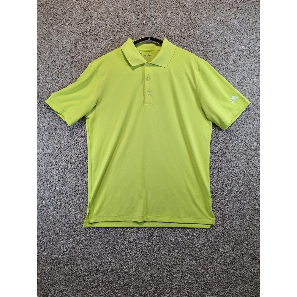 Adidas Polo Shirt Mens M Lime Green Puremotion Golf Performance Short Sleeve Tee